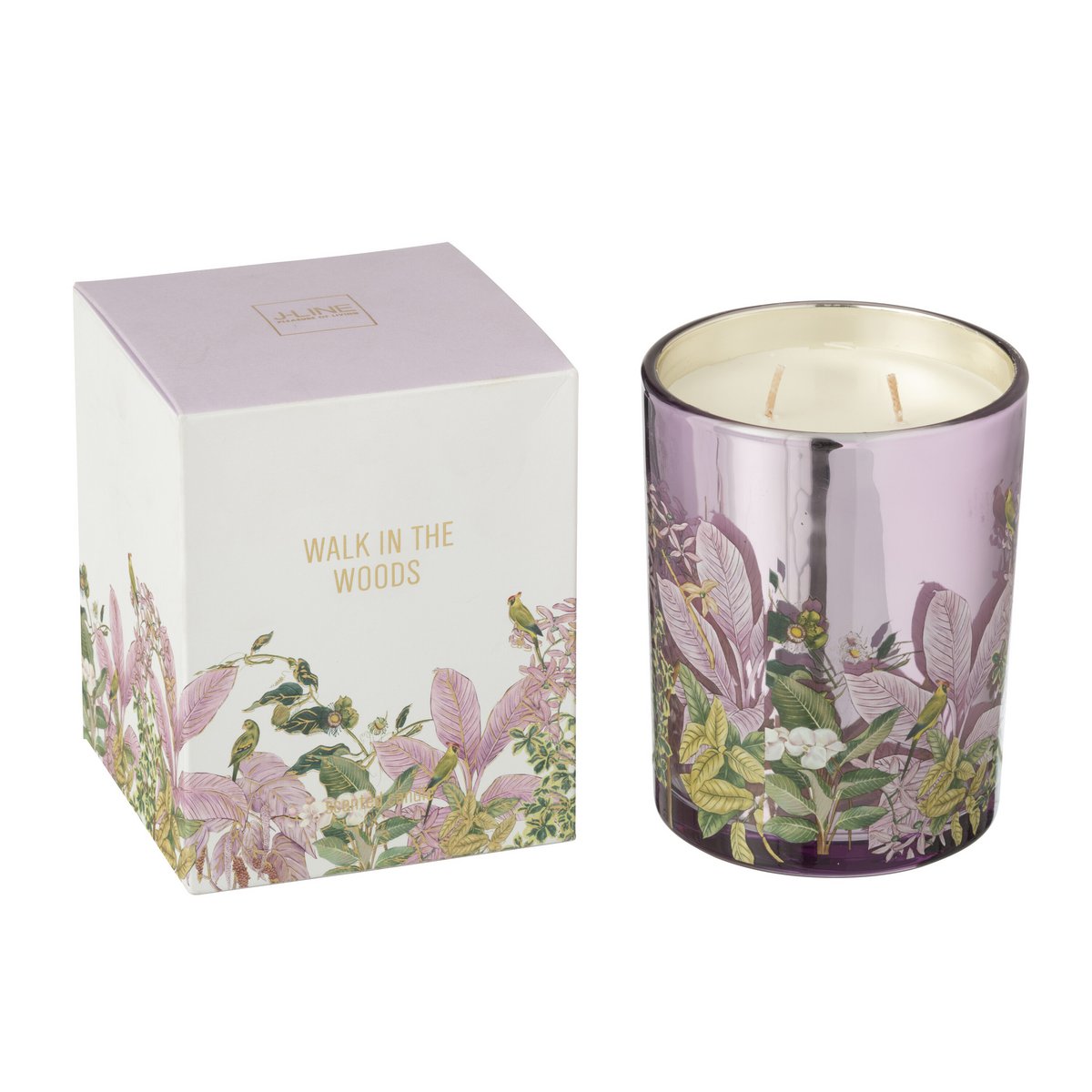 J-Line Bougie Parfumée Walk In The Woods Cire Rose Large-55 Heures