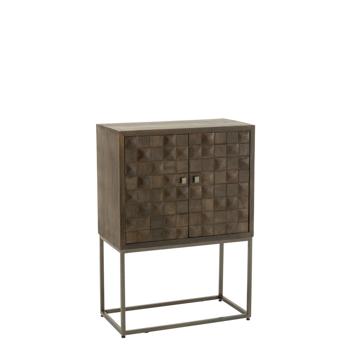 J-Line Armoire Pino Métal/Manguier Marron/Gris