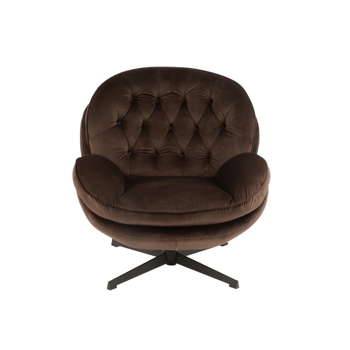 Canapé J-Line Relax -+ repose-pieds - métal/textile - marron foncé