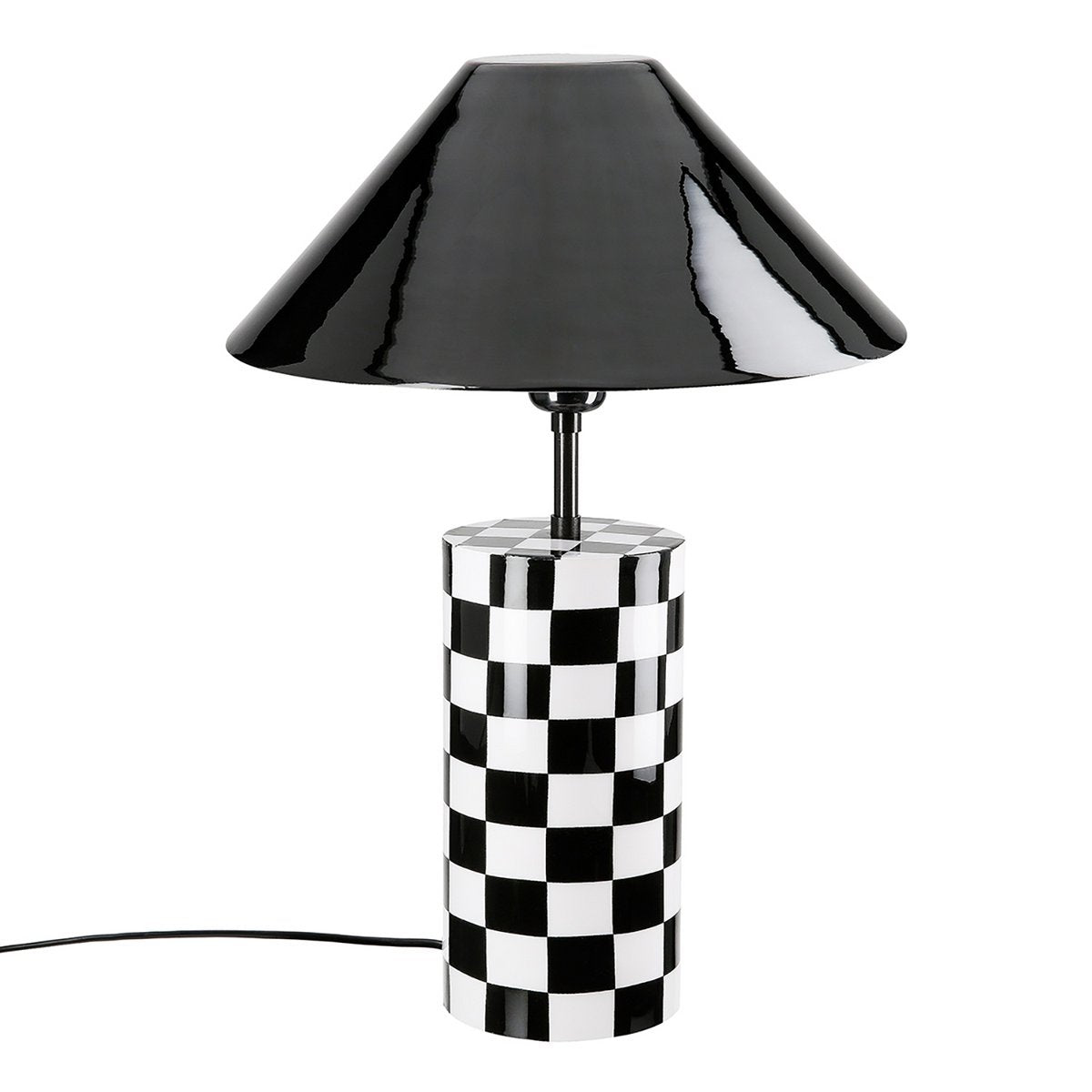 Lampe de table cylindrique Checkers, H.52 cm