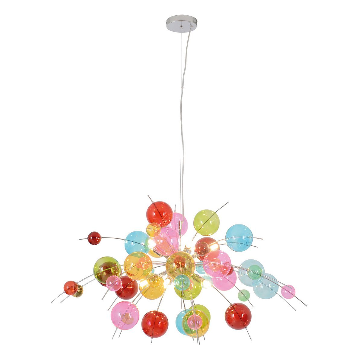 La lampe pendentielle "explosion" colorée en métal et en verre, versions G9, lampe suspendue pour salle à manger, salon, hall ou bureau, Øca. 98 cm