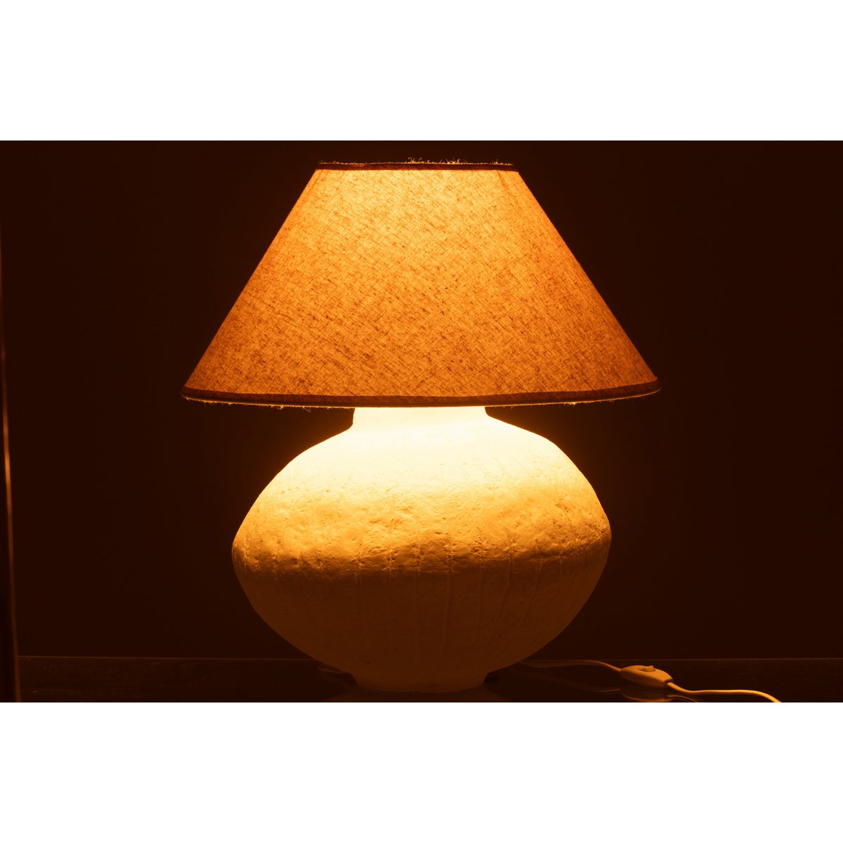 Pot de lampe J-Line + Kap Papier Mache Blanc