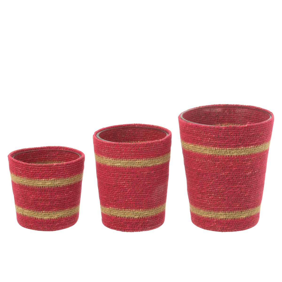 J-Line Bougie Parfumée Panier Cire Fuchsia Large - 75 Heures