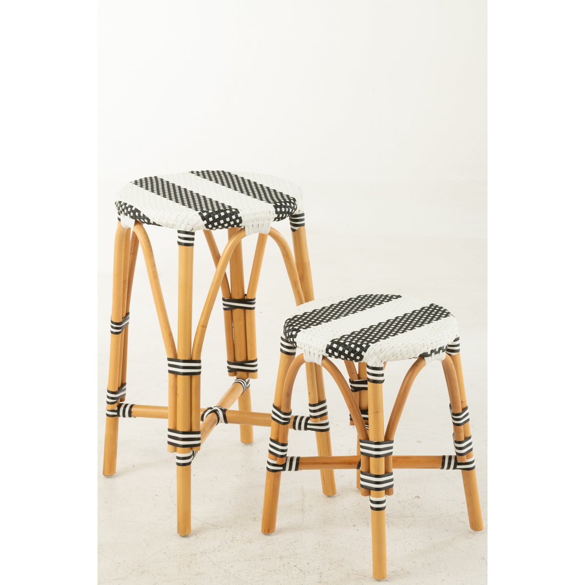 J-Line Tabouret de bar Live Rattan/Plastique Naturel/Noir