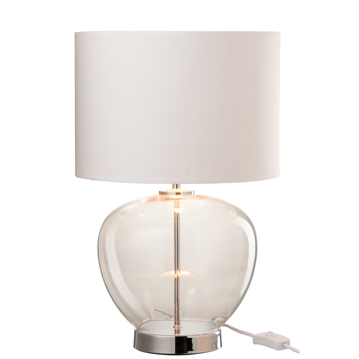Lampe J-Line Verre Transparent/Textile Argent/Blanc
