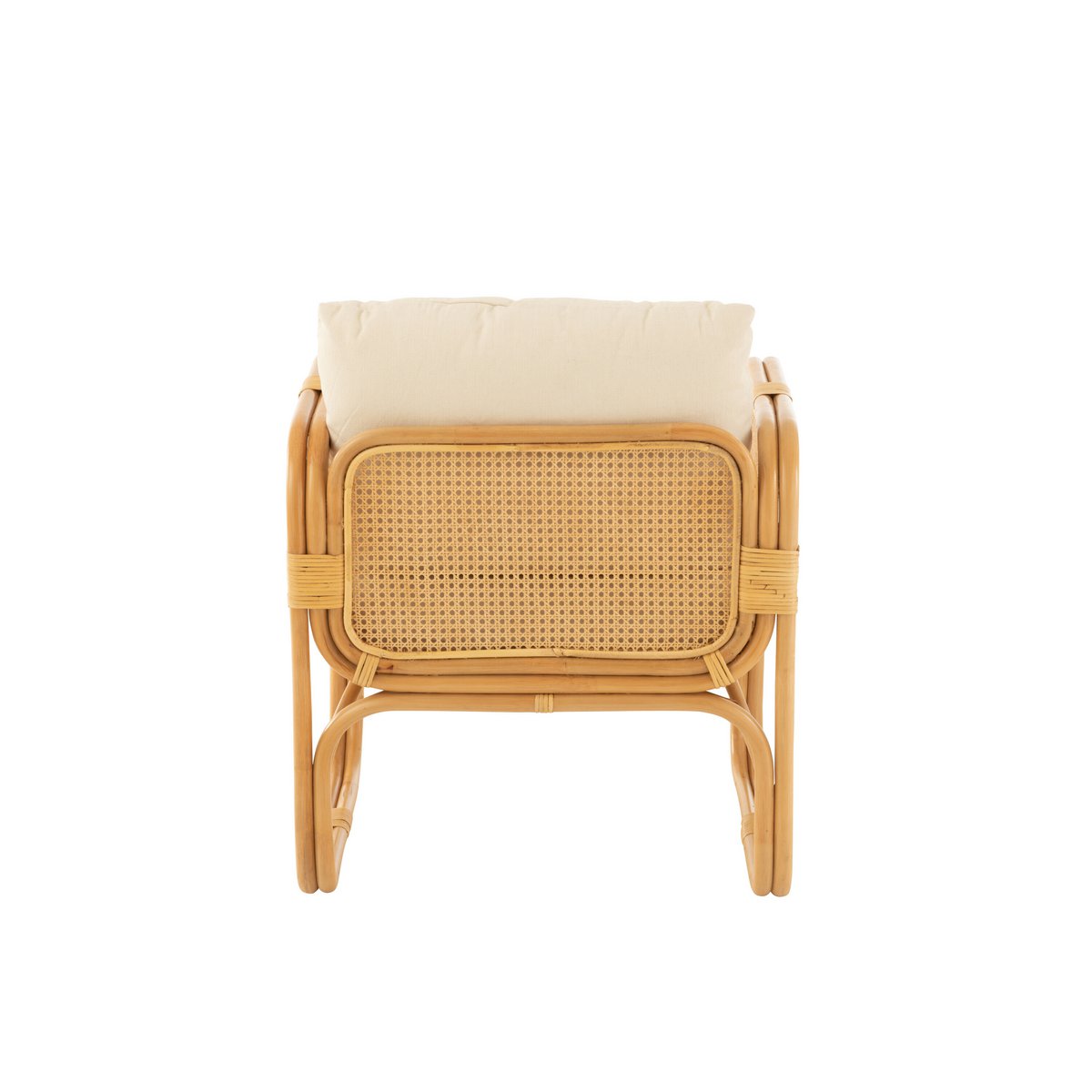Fauteuil J-Line + coussin - rotin/textile - naturel/blanc