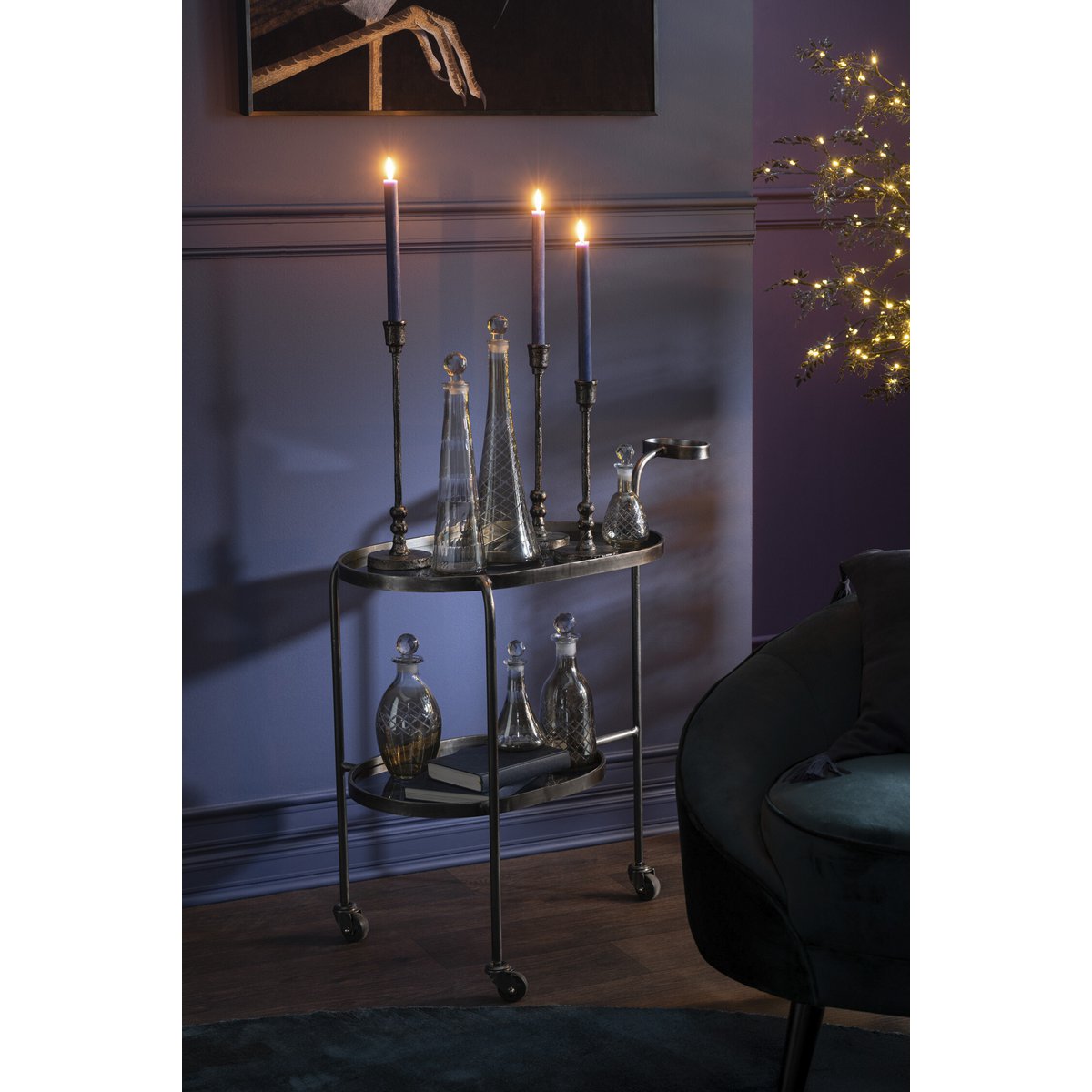 J-Line Carafe Branche à Carreaux Verre Fumé