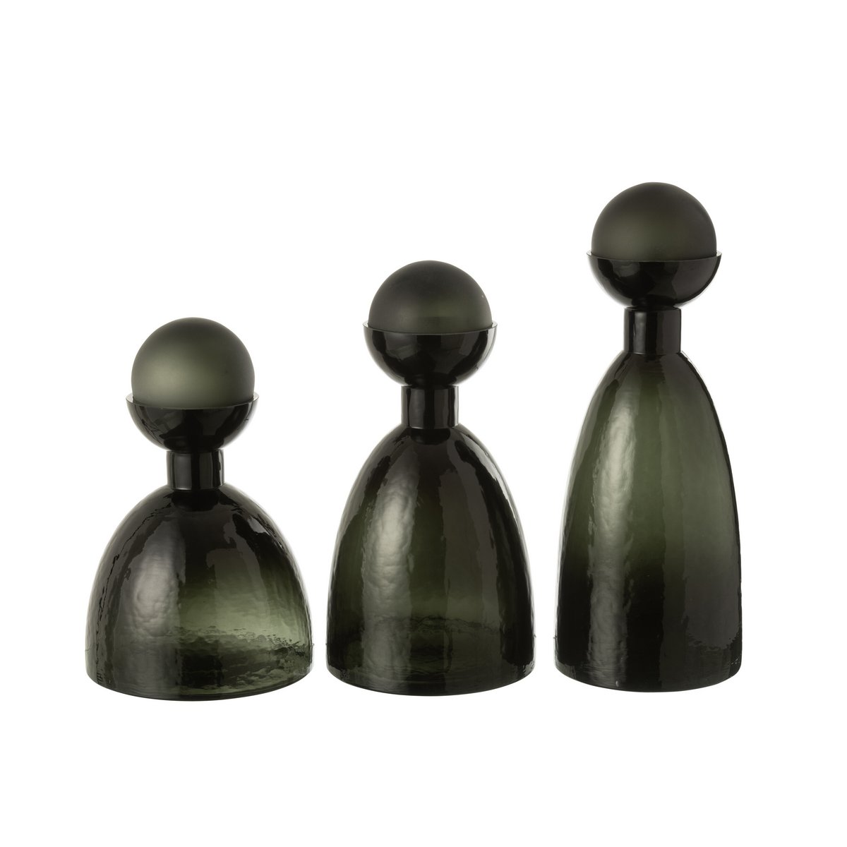 J-Line Vase Bouteille + Bouchon Adria Verre Vert Foncé Large