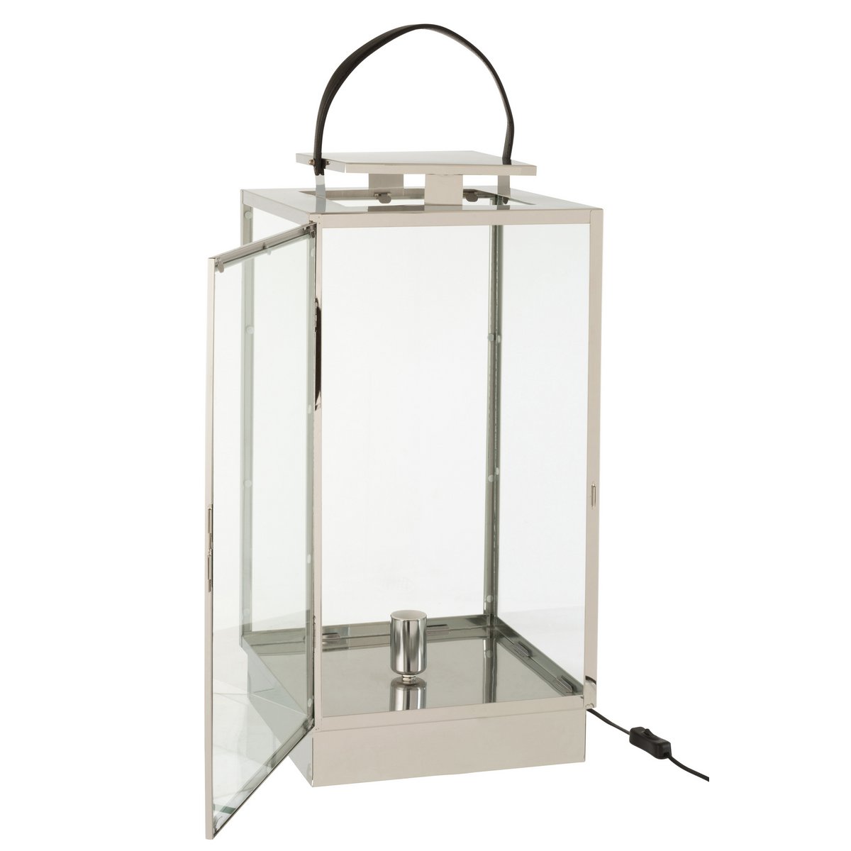 Lampe lanterne J-Line - métal/verre - argent