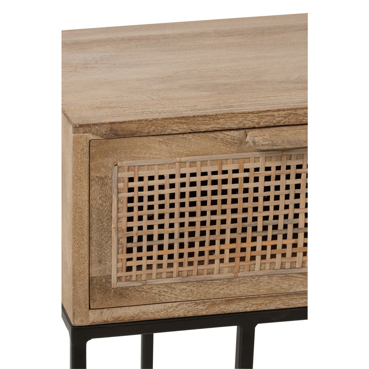 J-Line Console 3 Tiroirs Tressé Roseau Manguier Naturel