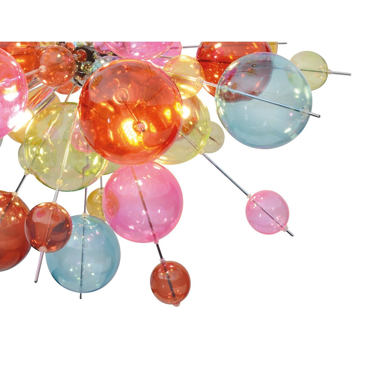 La lampe pendentielle "explosion" colorée en métal et en verre, versions G9, lampe suspendue pour salle à manger, salon, hall ou bureau, Øca. 65 cm