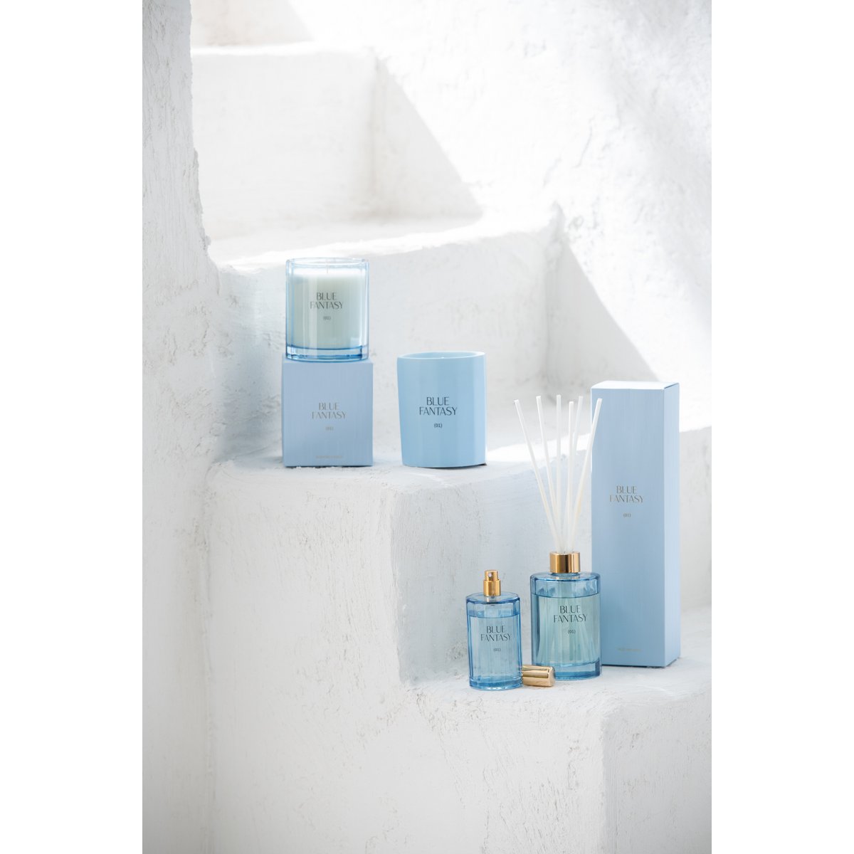 Bougie Parfumée J-Line Verre Fantaisie Bleu - 30 Heures