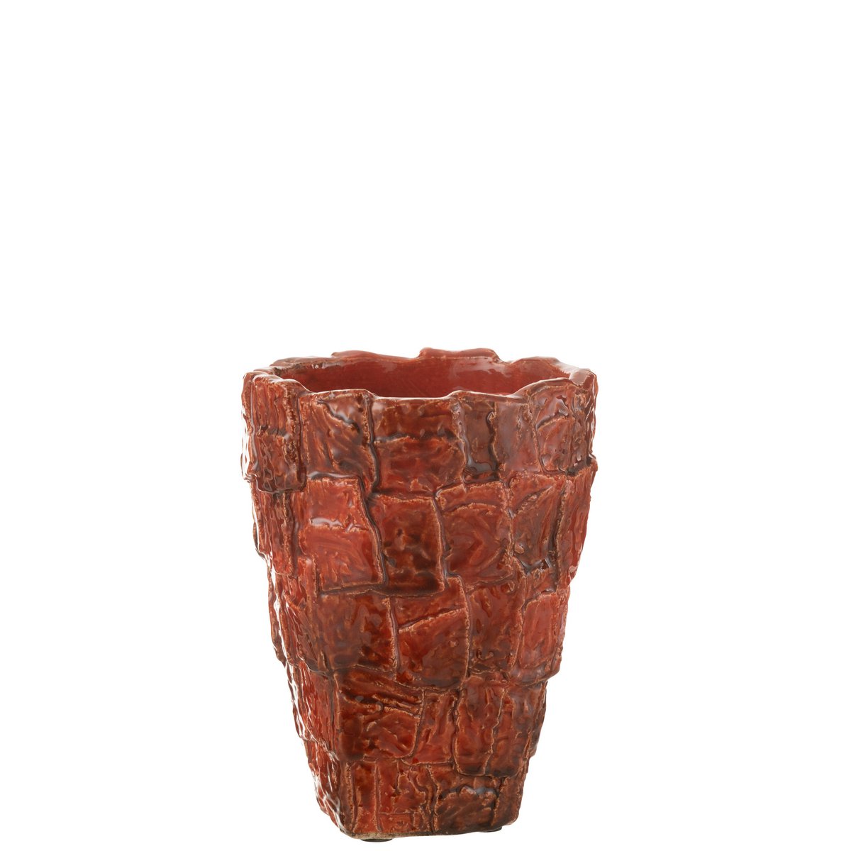 Vase J-Line Akane - céramique - rouge - moyen - Ø 21,5 cm