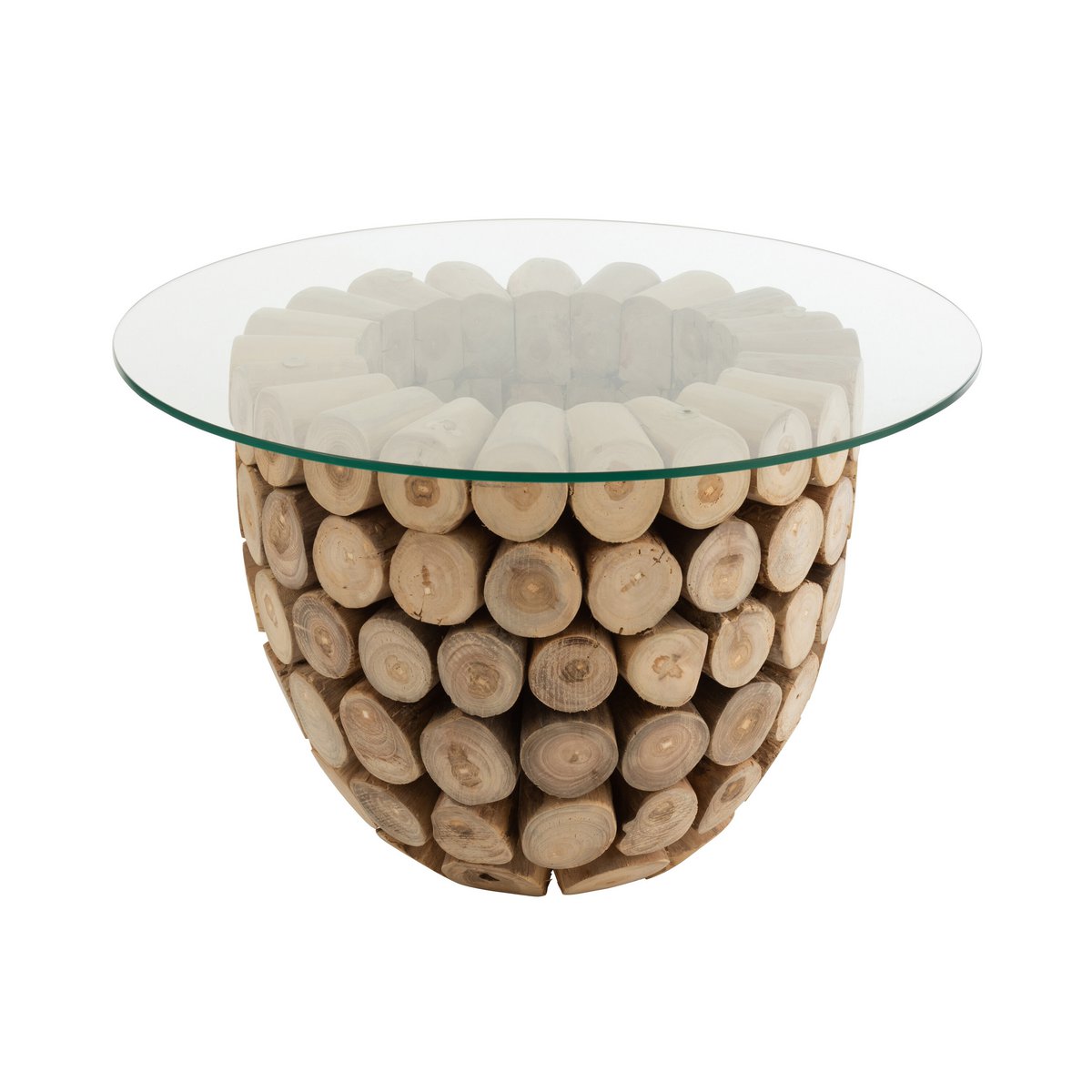 Table d'appoint J-Line Discs Open Teak - bois - naturel/verre