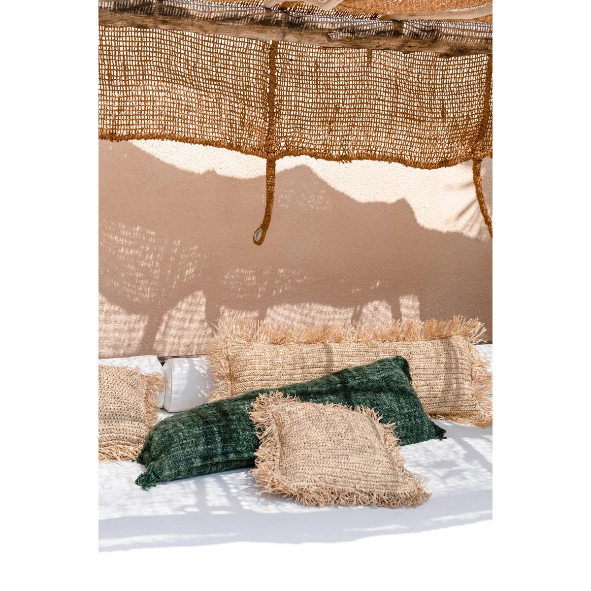 La Housse de Coussin Raphia Rectangulaire - Naturel - 35x100