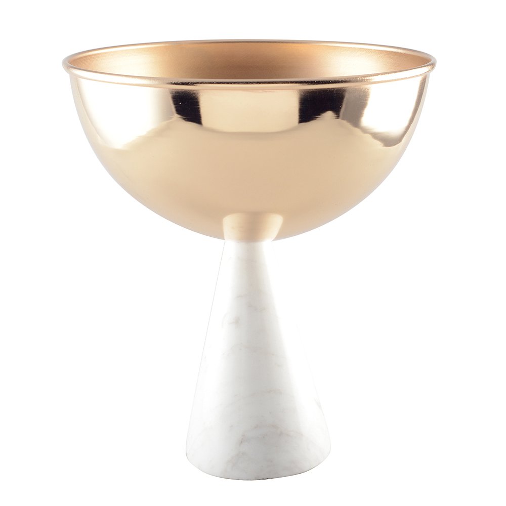 COUPE SUR PIED BLANCHE ET ROSE DOREE 20.5X20.5X24CM
