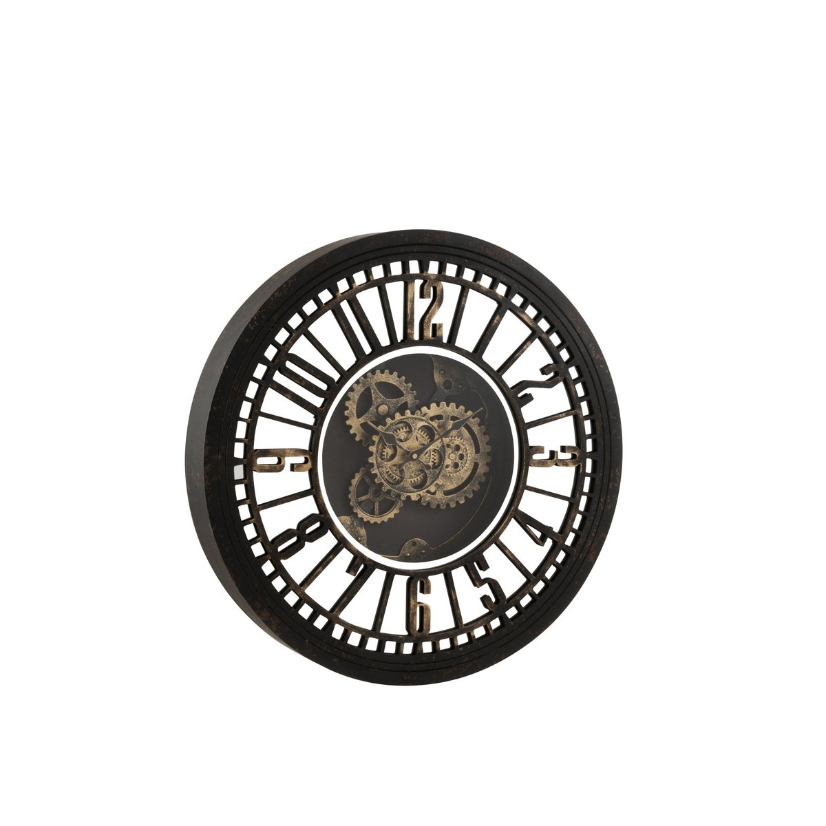 J-Line Horloge miroir - métal/verre - noir/or - Ø 60,50 cm