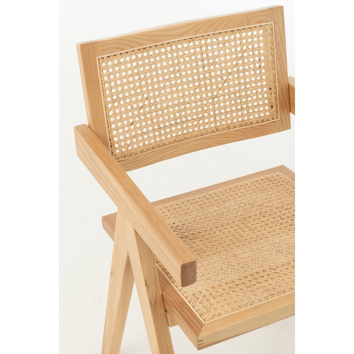 J-Line Chaise Treillis Bois de Frêne/Rotin Naturel