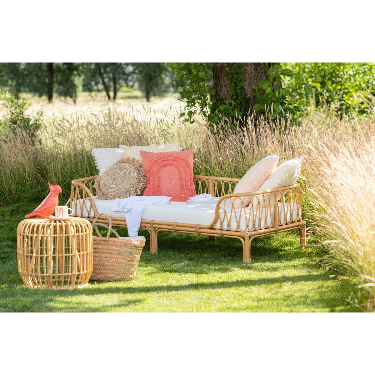 Coussin J-Line Rond Raphia - jute - naturel