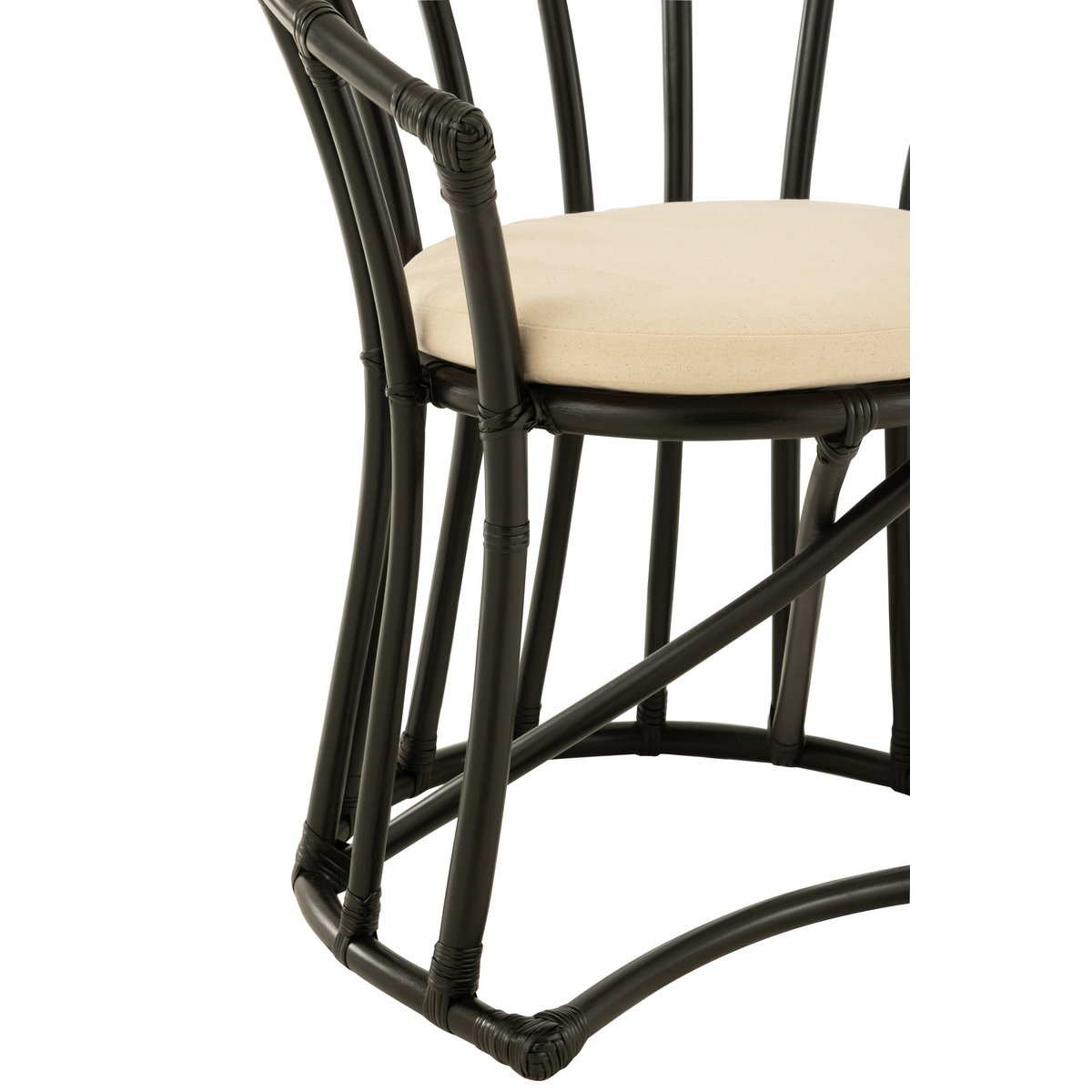 Chaise J-Line + coussin - jute/textile - noir/blanc