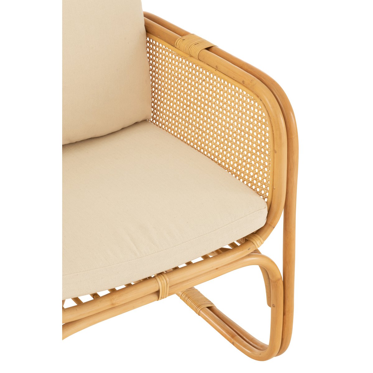 Fauteuil J-Line + coussin - rotin/textile - naturel/blanc