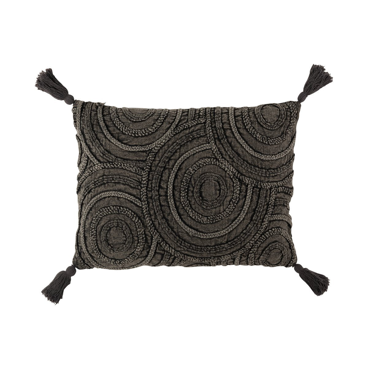 J-Line coussin Circle Rectangle - coton - gris foncé