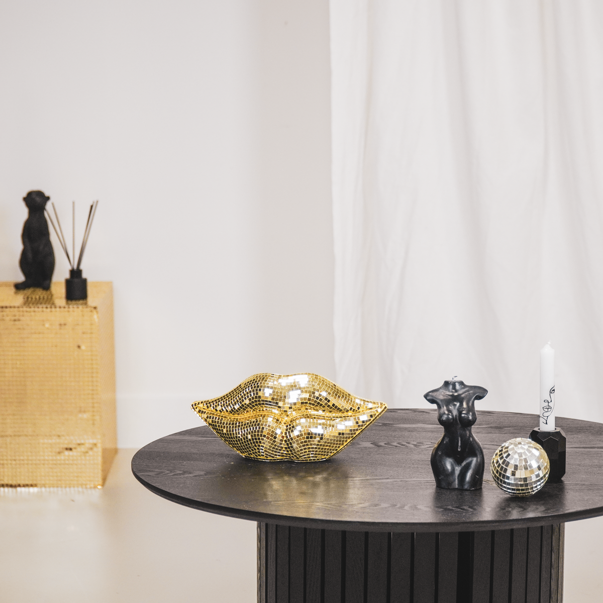Ornement - Disco- lèvres - Verre - Gold - 29x10x13,5cm