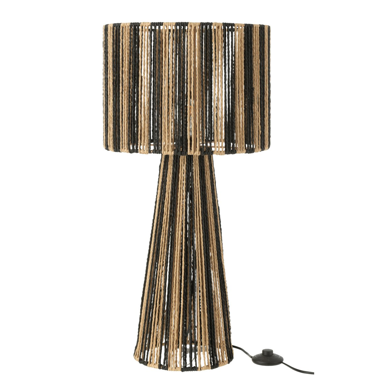 J-Line Lampe de Table Stripes Ropes Métal/Papier Noir/Naturel