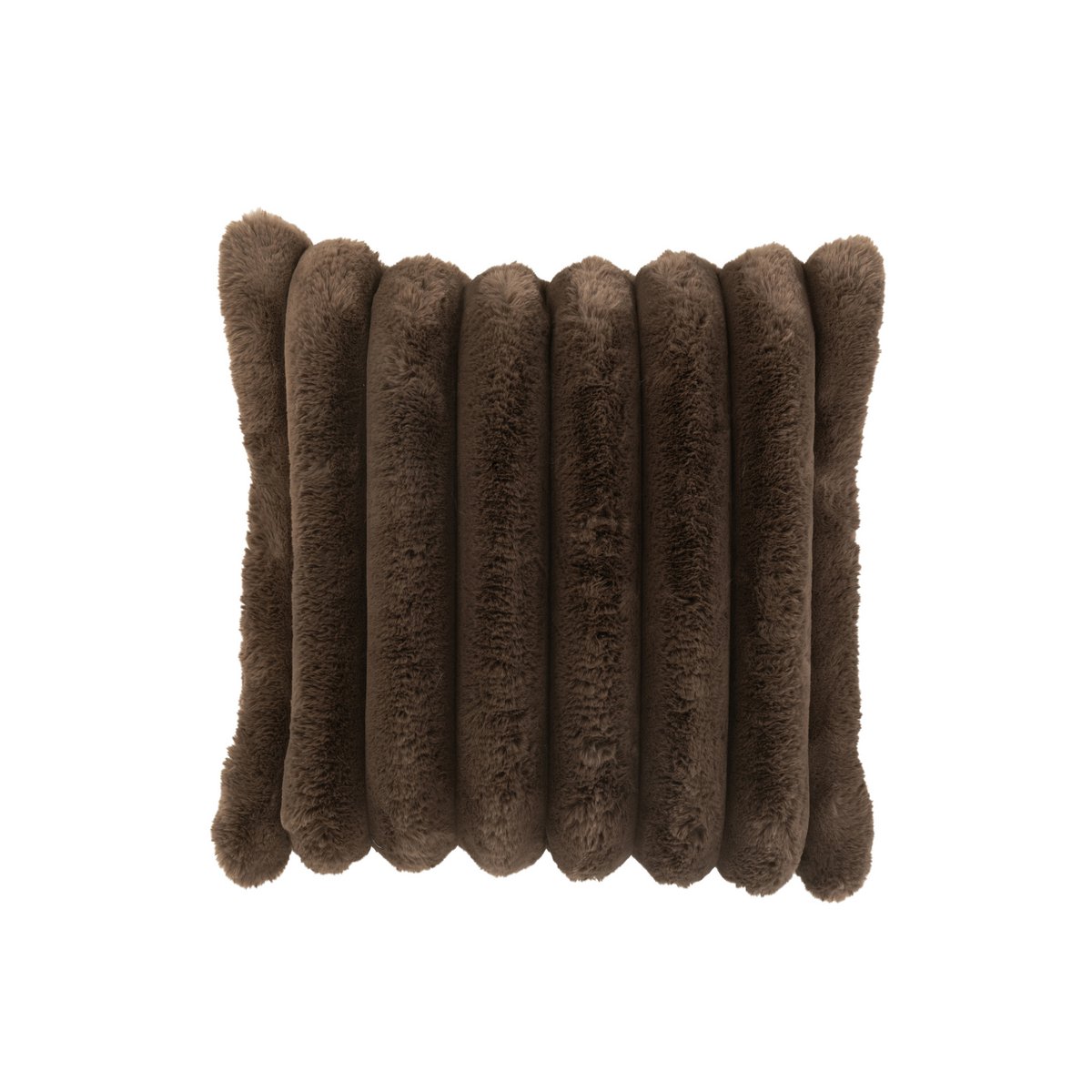 J-Line Coussin Large Velours Côtelé Polyester Chocolat