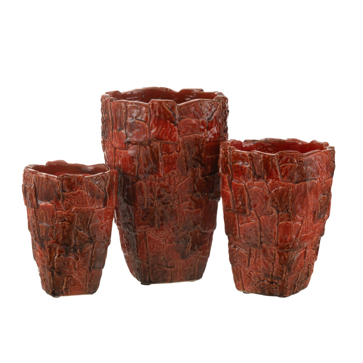 Vase J-Line Akane - céramique - rouge - grand - Ø 25 cm