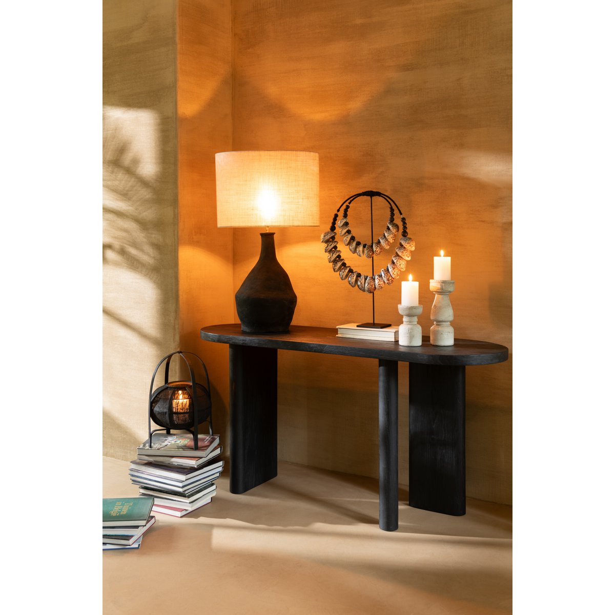 Table J-Line Teck - bois - noir