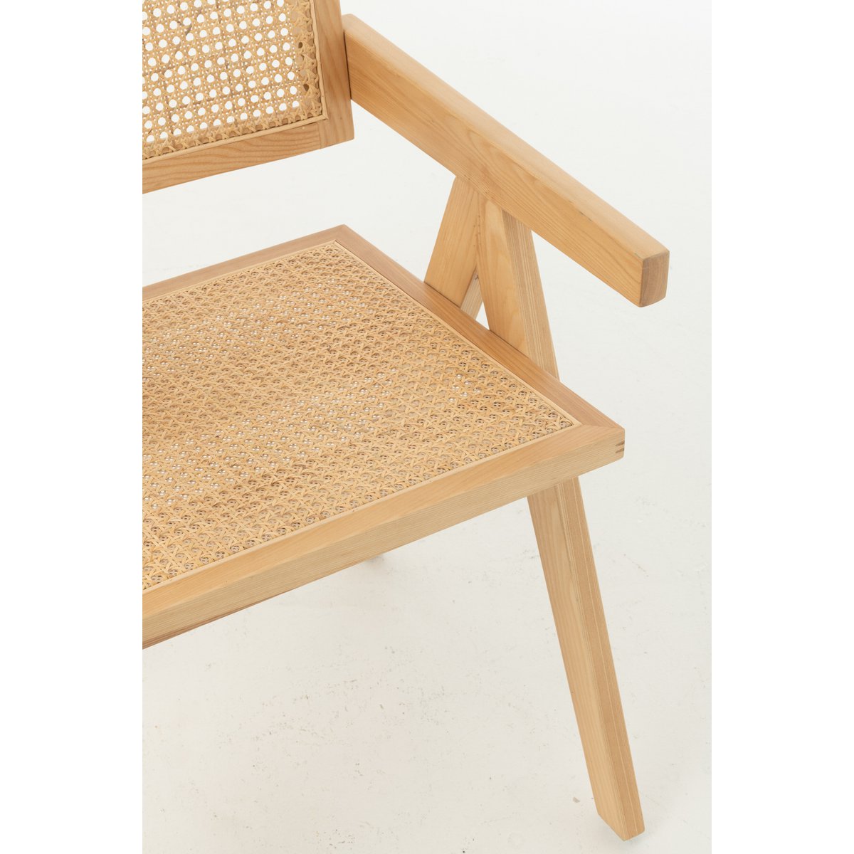 J-Line Chaise Treillis Bois de Frêne/Rotin Naturel