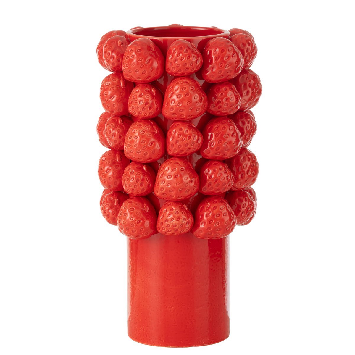 J-Line Vase Fraises Céramique Rouge Grand