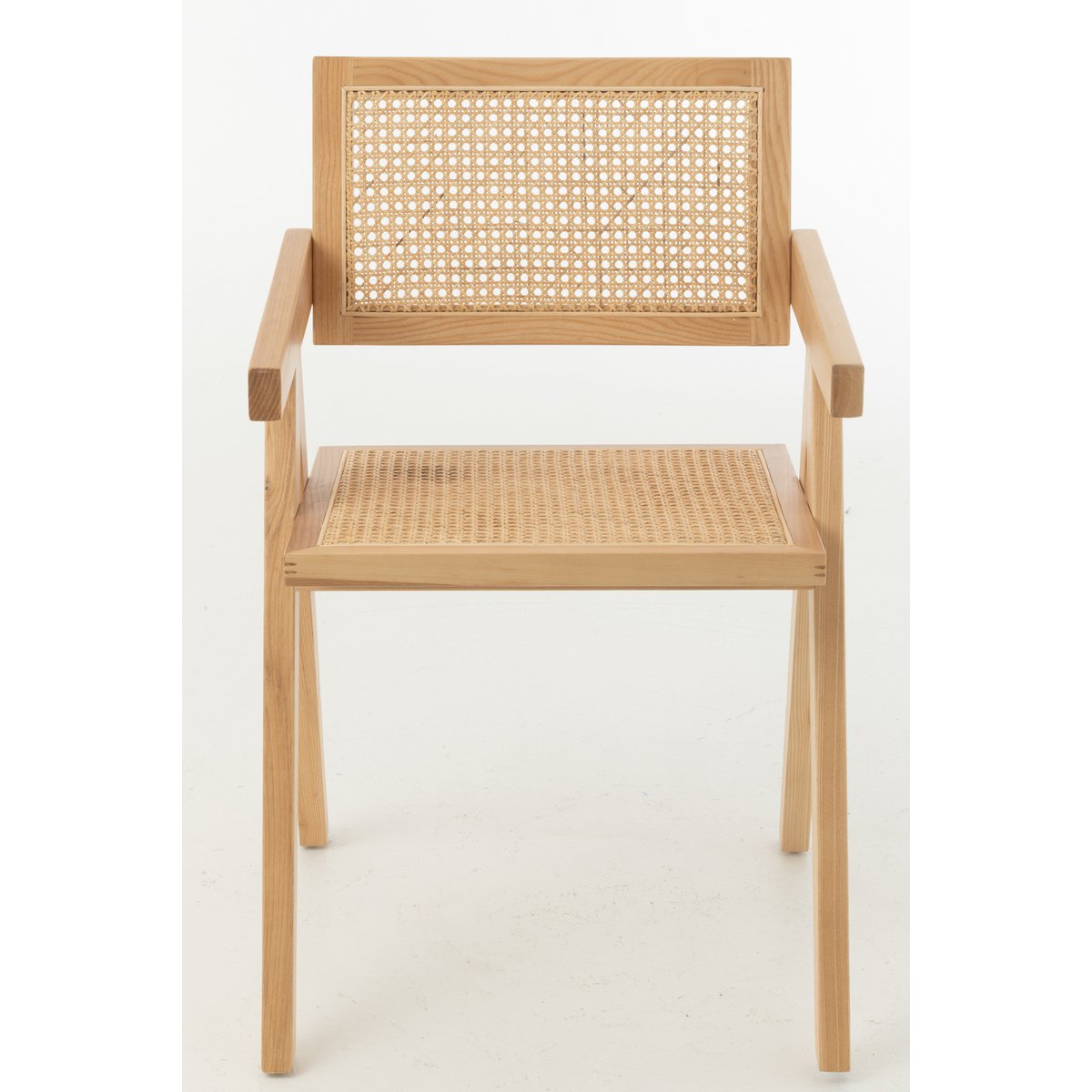 J-Line Chaise Treillis Bois de Frêne/Rotin Naturel