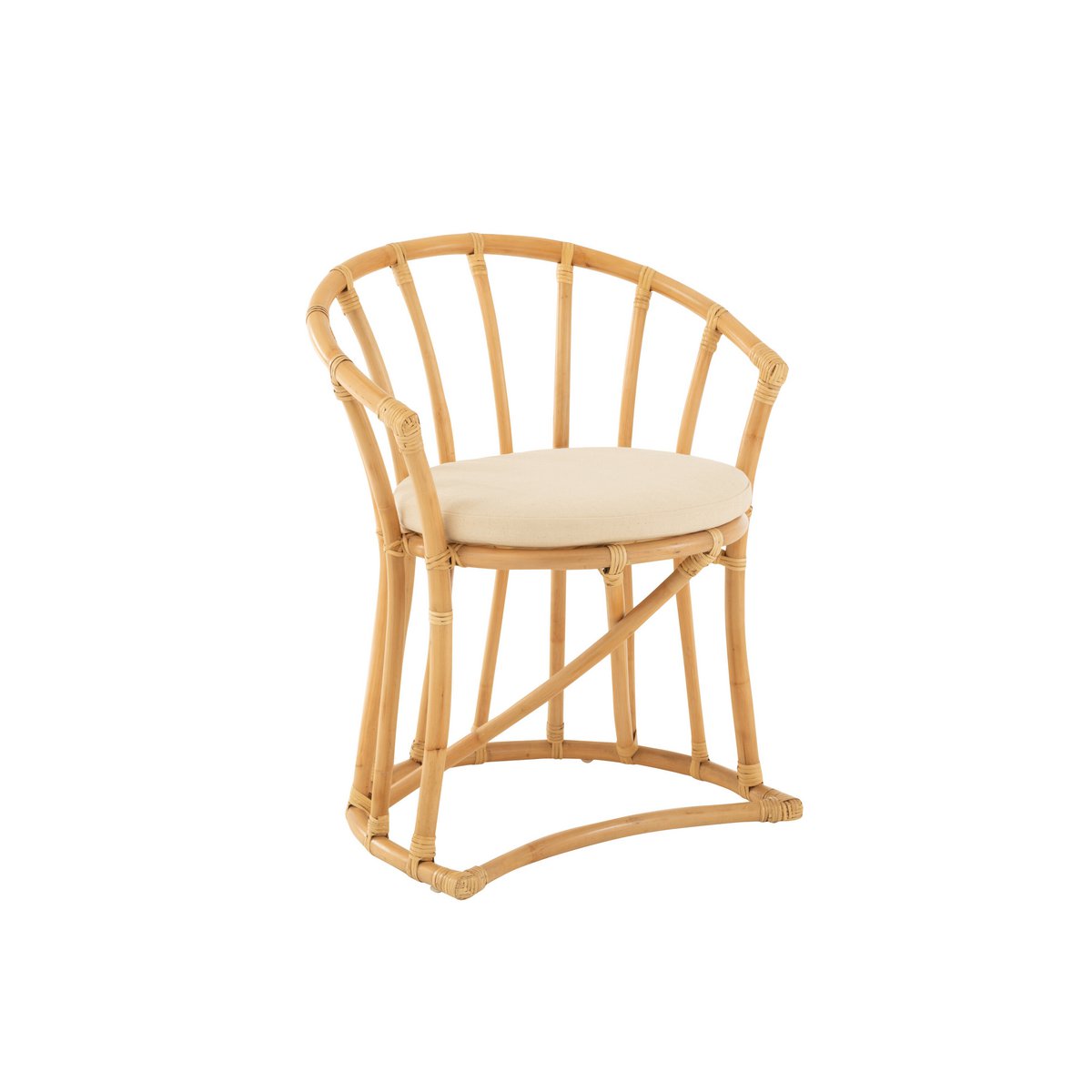Chaise J-Line + coussin - jute/textile - naturel/blanc
