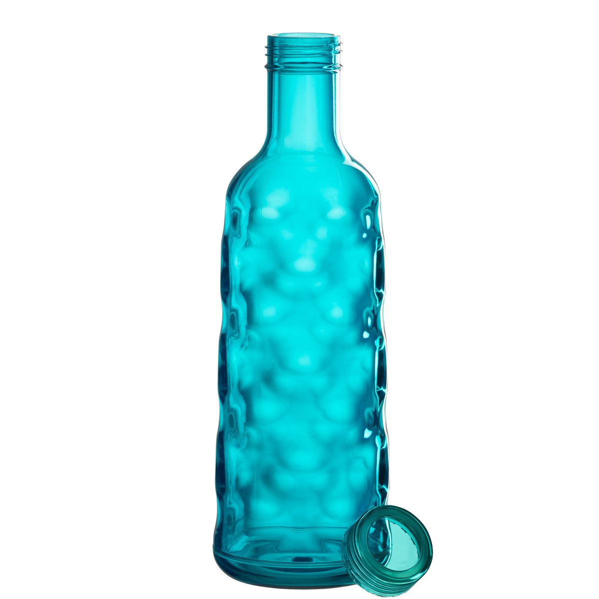 Bouteille J-Line martelée dans un coffret cadeau - plastique - bleu