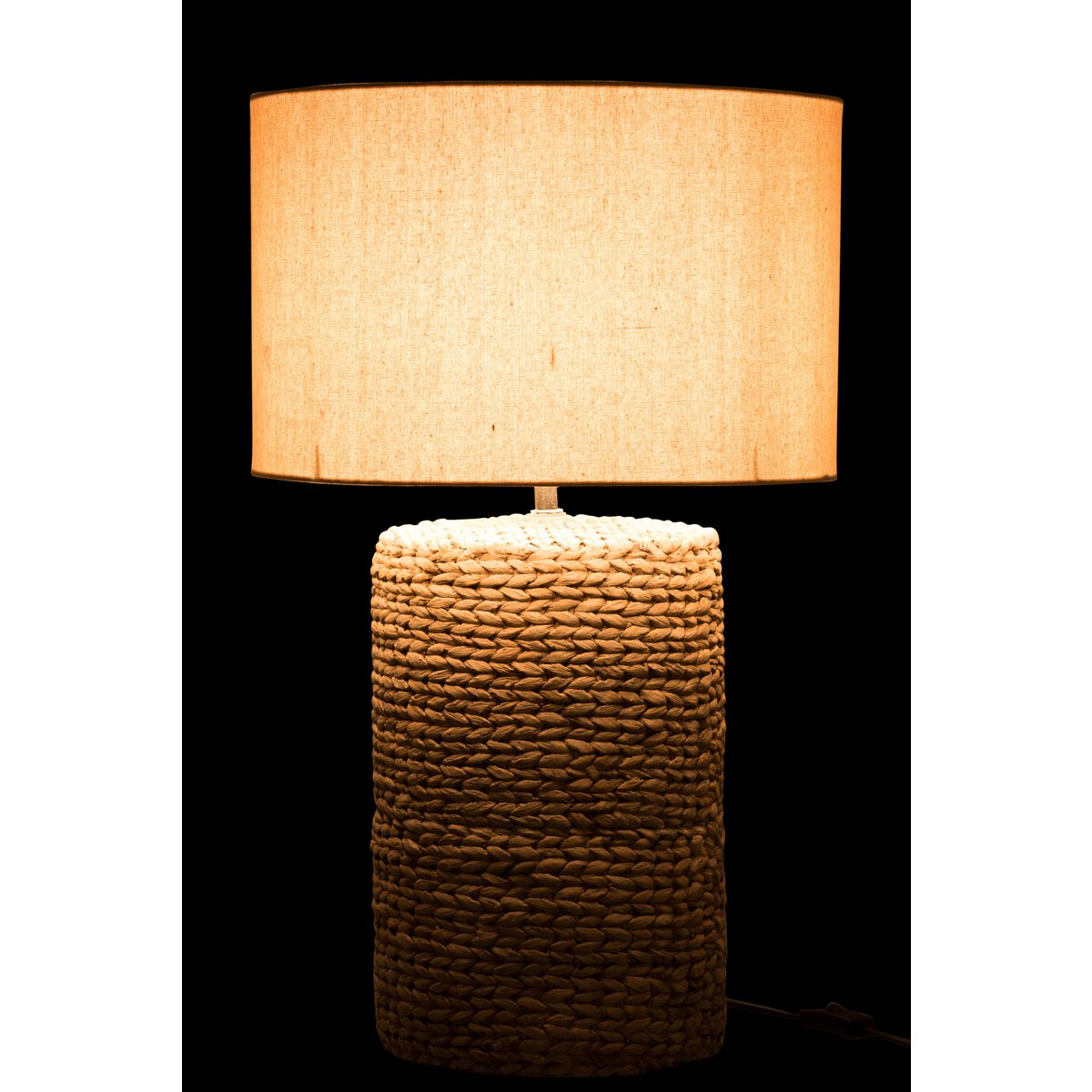Pied de lampe J-Line + Abat-jour Thick Braid béton/coton - naturel - grand