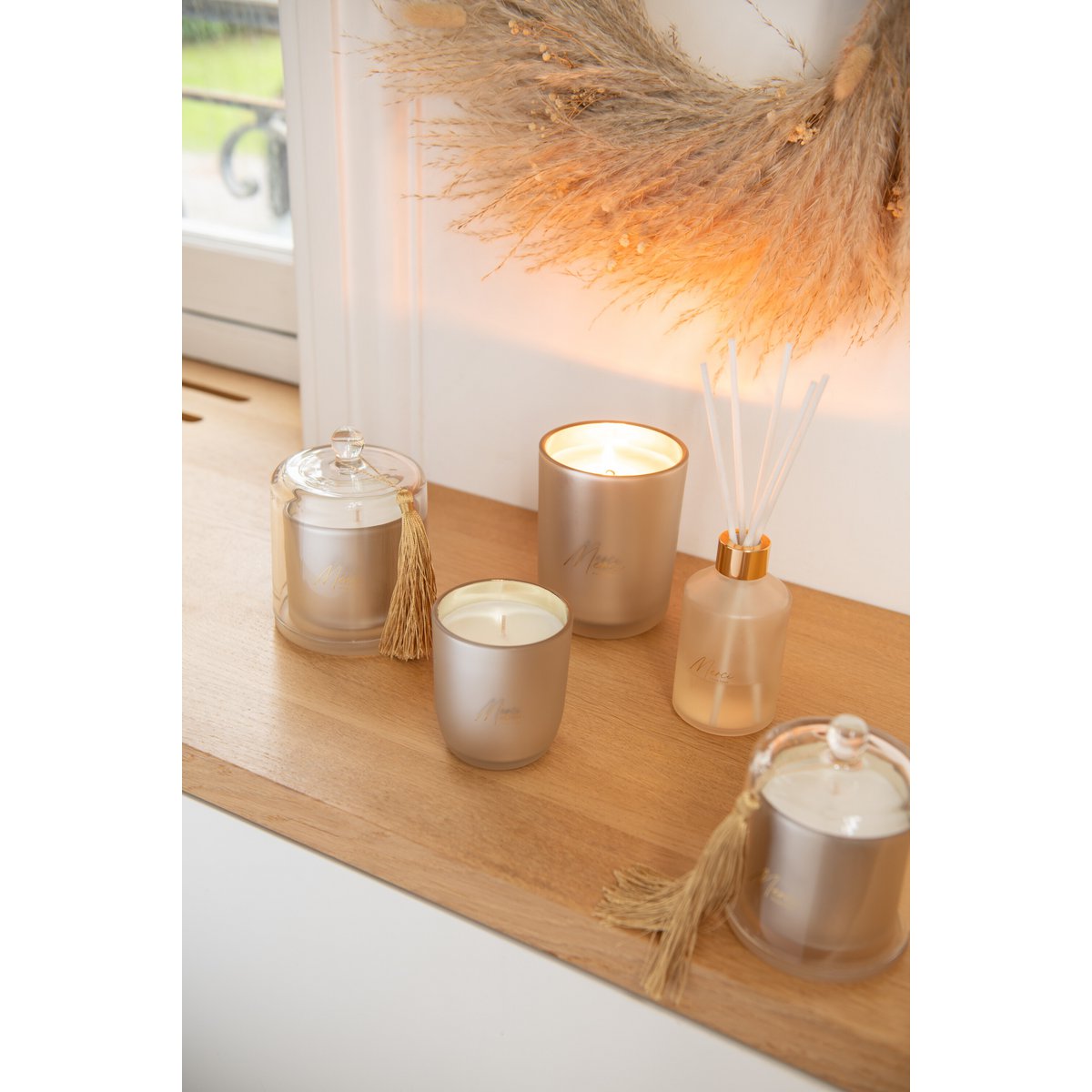 Bougie Parfumée J-Line Cloche Merci Beige Grande 45 Heures