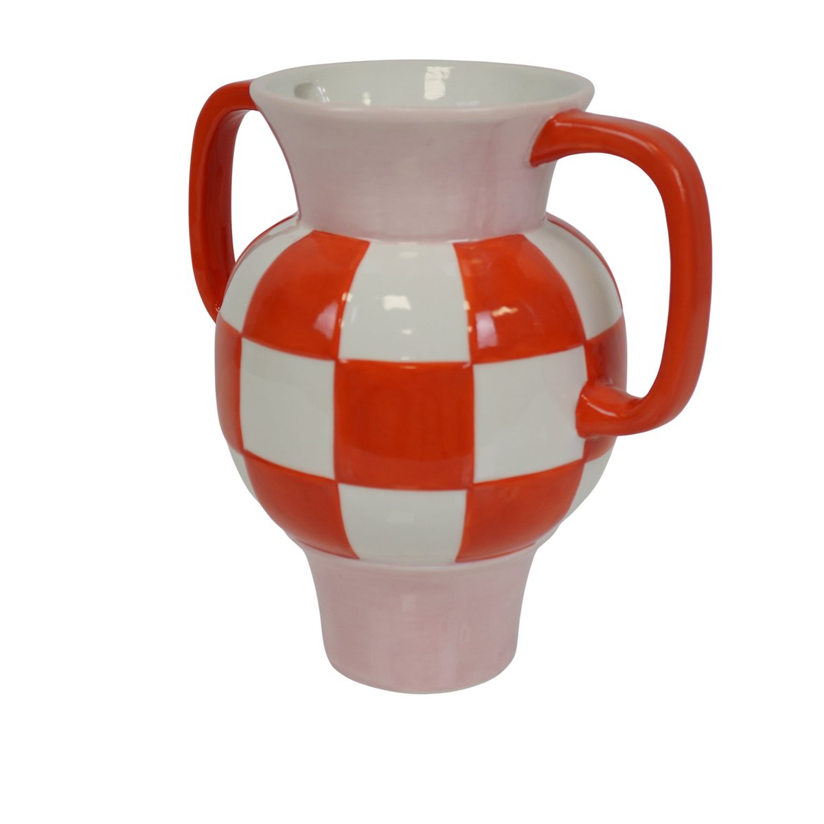 Vase - Pichet - Céramique - Orange/Rose - 22x14,5x22,5cm
