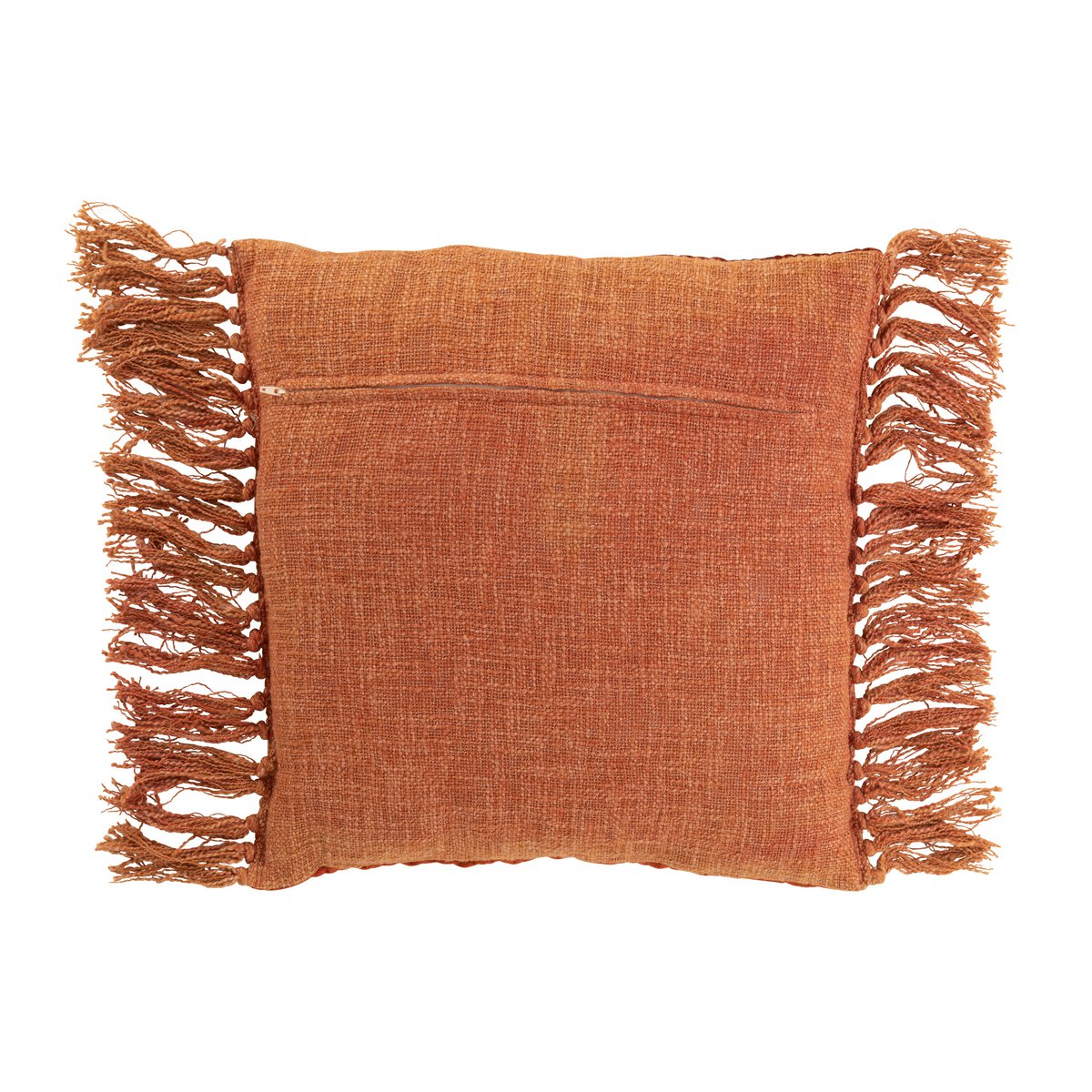 Coussin J-Line Imprimé Brillant + Franges - viscose/coton - cuivre