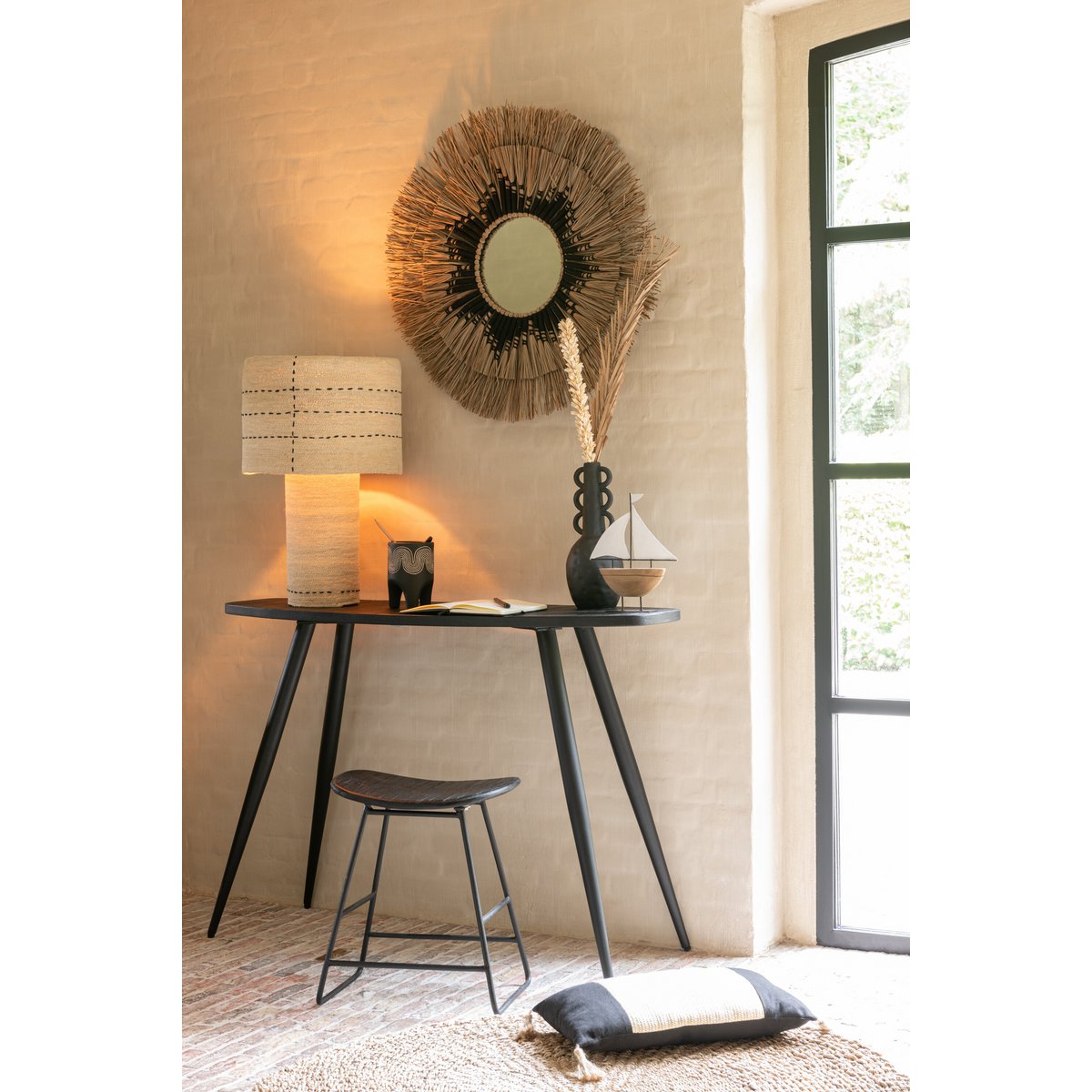 Console J-Line Ovale - bois - noir