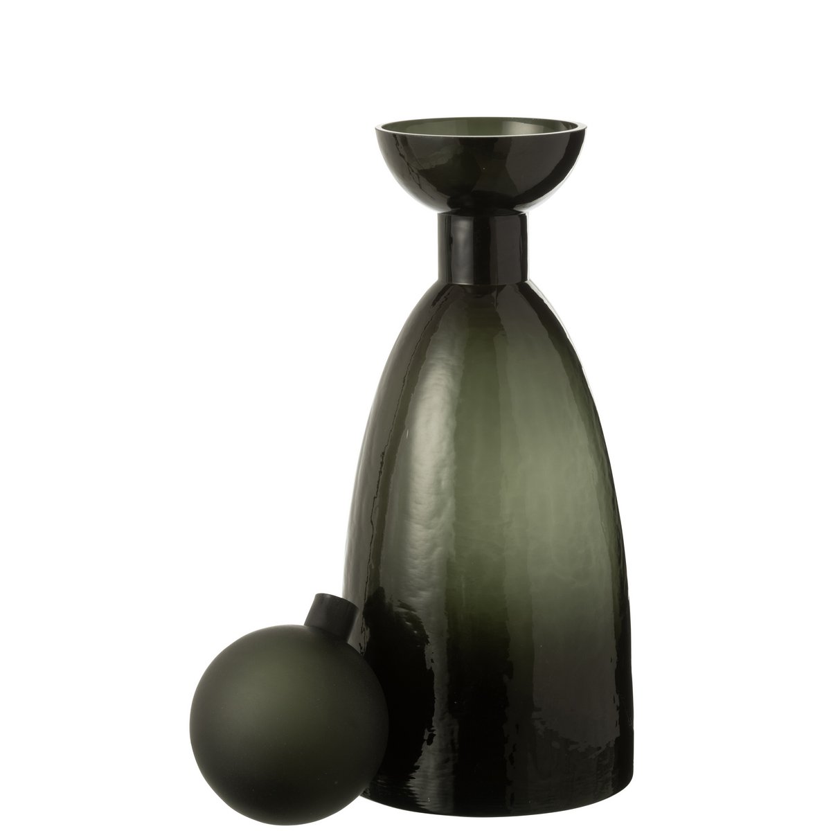 J-Line Vase Bouteille + Bouchon Adria Verre Vert Foncé Large