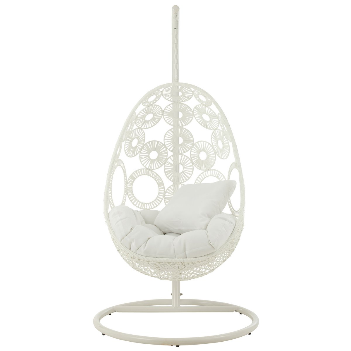 J-Line Chaise Suspendue + Coussins Bula Métal/Cannage Blanc