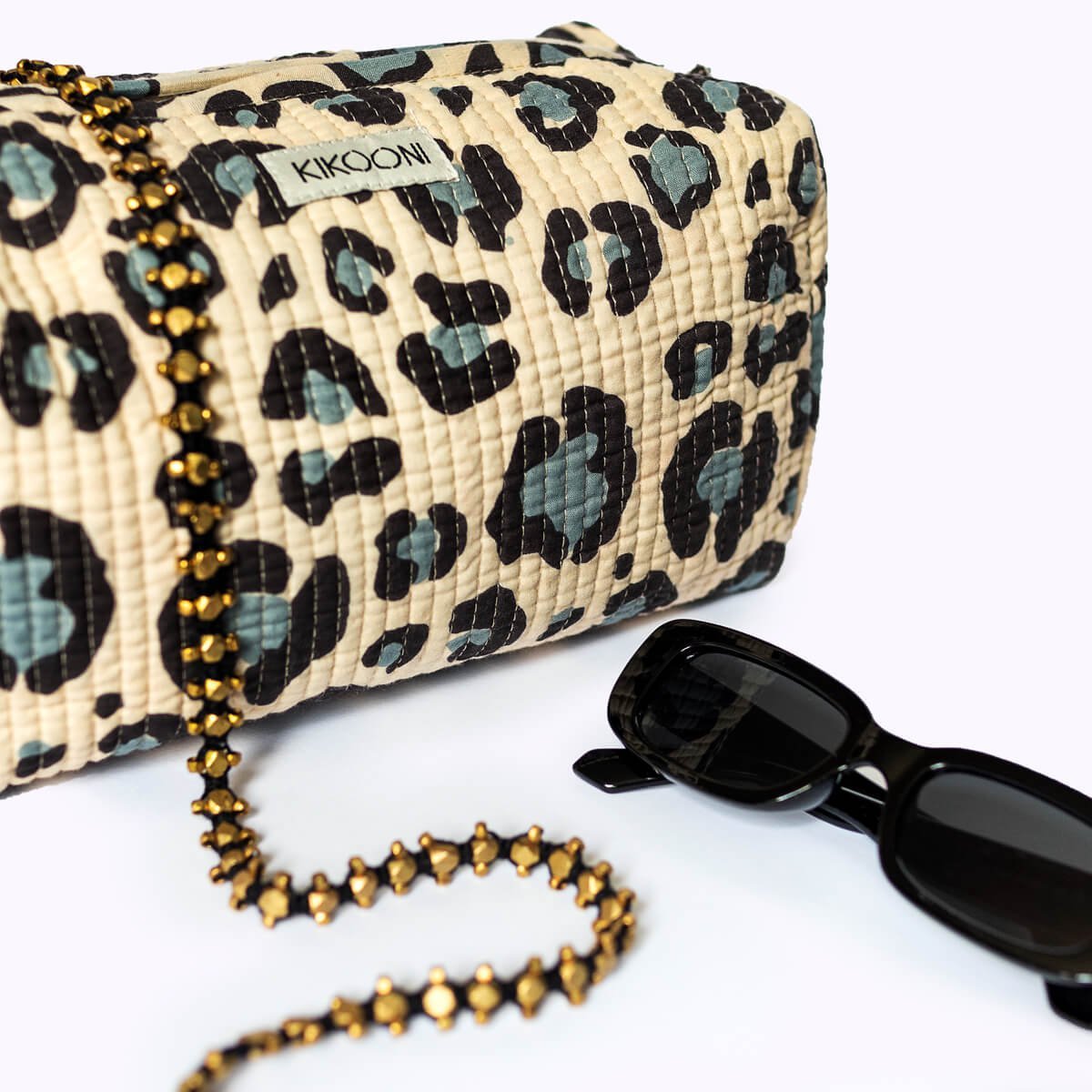 sac cosmétique fait main "Blue Leo"