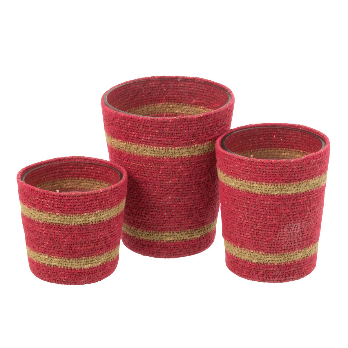 J-Line Bougie Parfumée Panier Cire Fuchsia Large - 75 Heures
