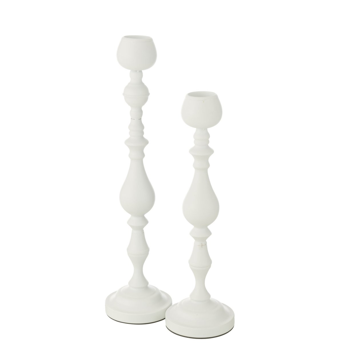 J-Line Bougeoir Monarchie Métal Blanc Grand
