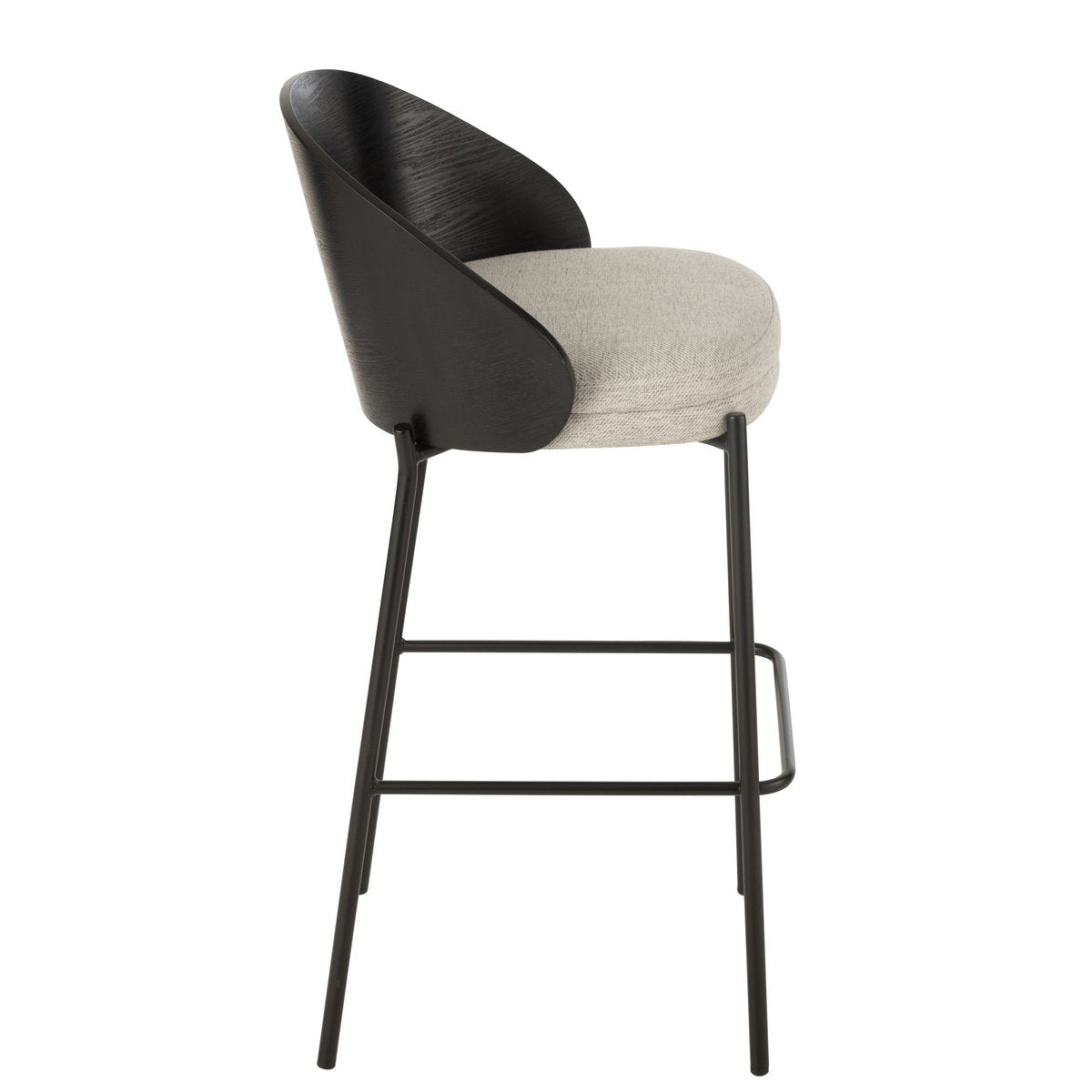 J-Line Tabouret de bar Lone Contreplaqué/Métal Noir/Gris