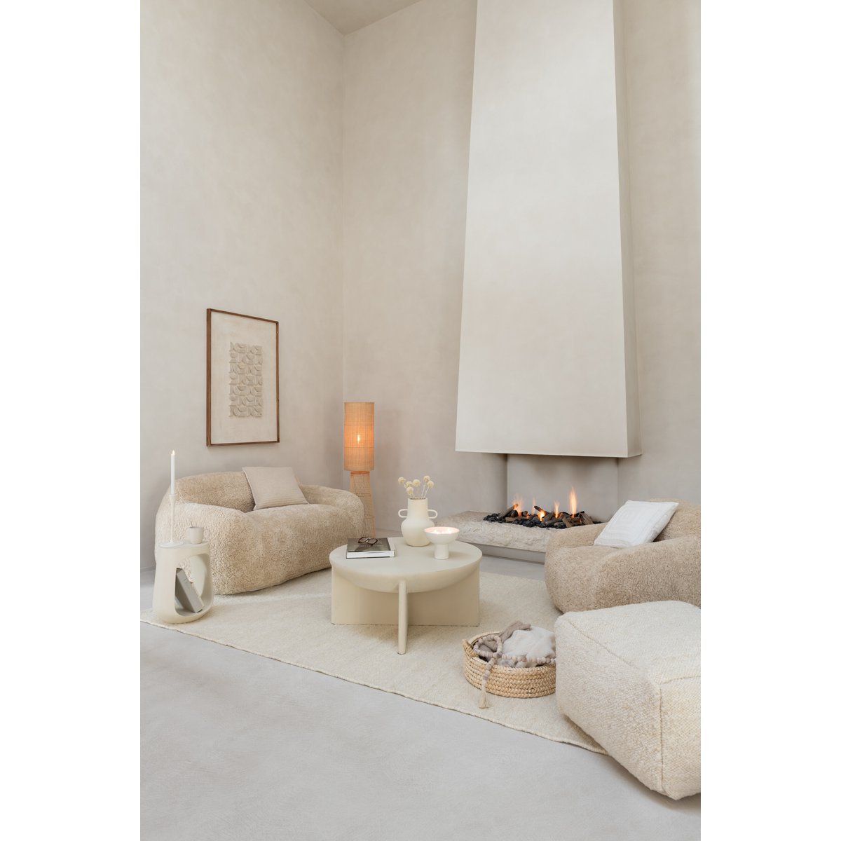 J-Line Canapé Shearl Polyester Crème Grand
