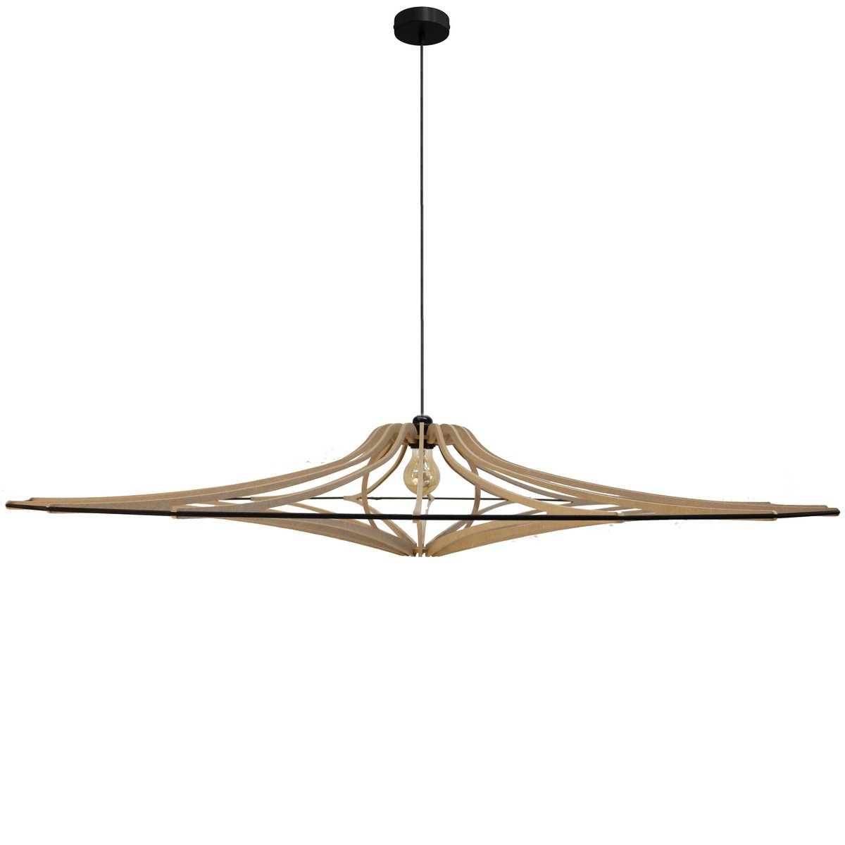 Suspension Design bois D124 cm SINGING BRUT - élastique Noir - kit noir