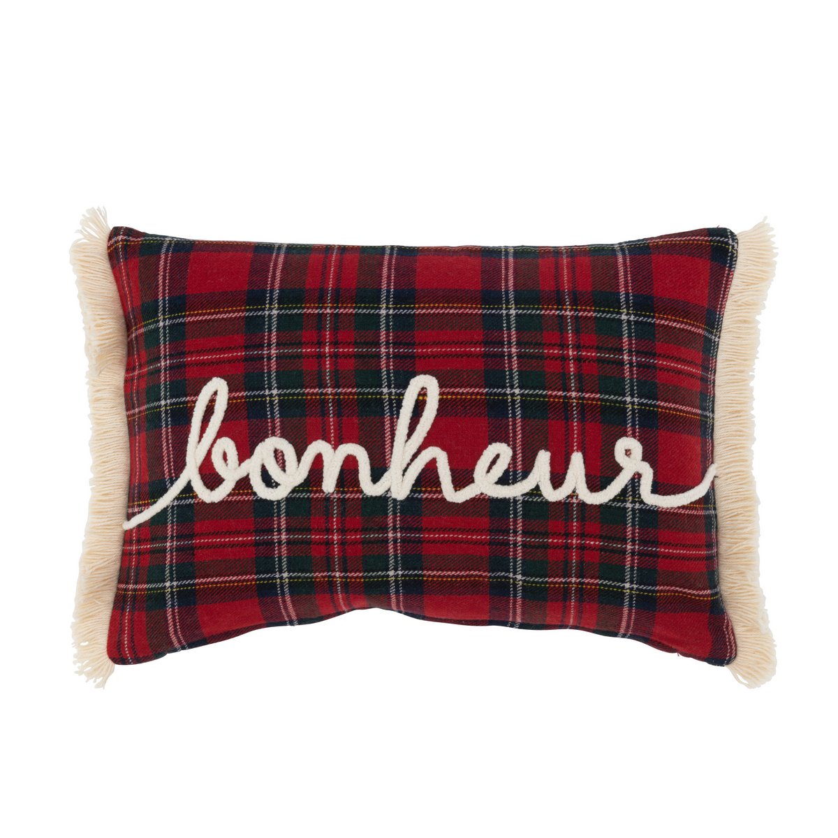 Coussin J-Line Check Bonheur - polyester - rouge/vert